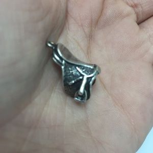 Sterling silver horse saddle charm. Free add on
